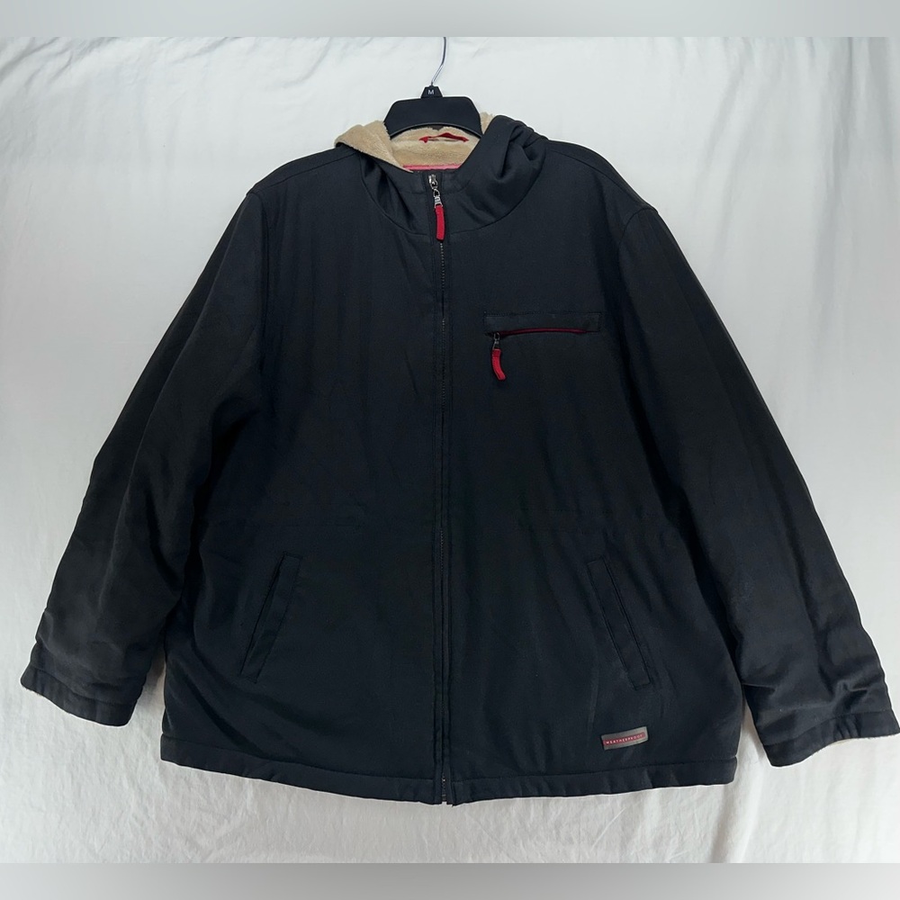 Weatherproof Womens Hooded Coat Size XL Black Faux Fur Lined Full Zip